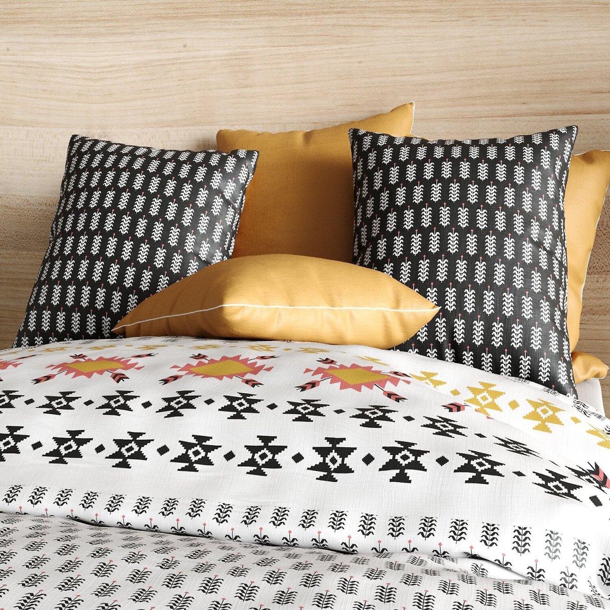 Les Ateliers du Linge Parure de housse de couette 100% coton 57fils loya. Coloris disponibles : Noir