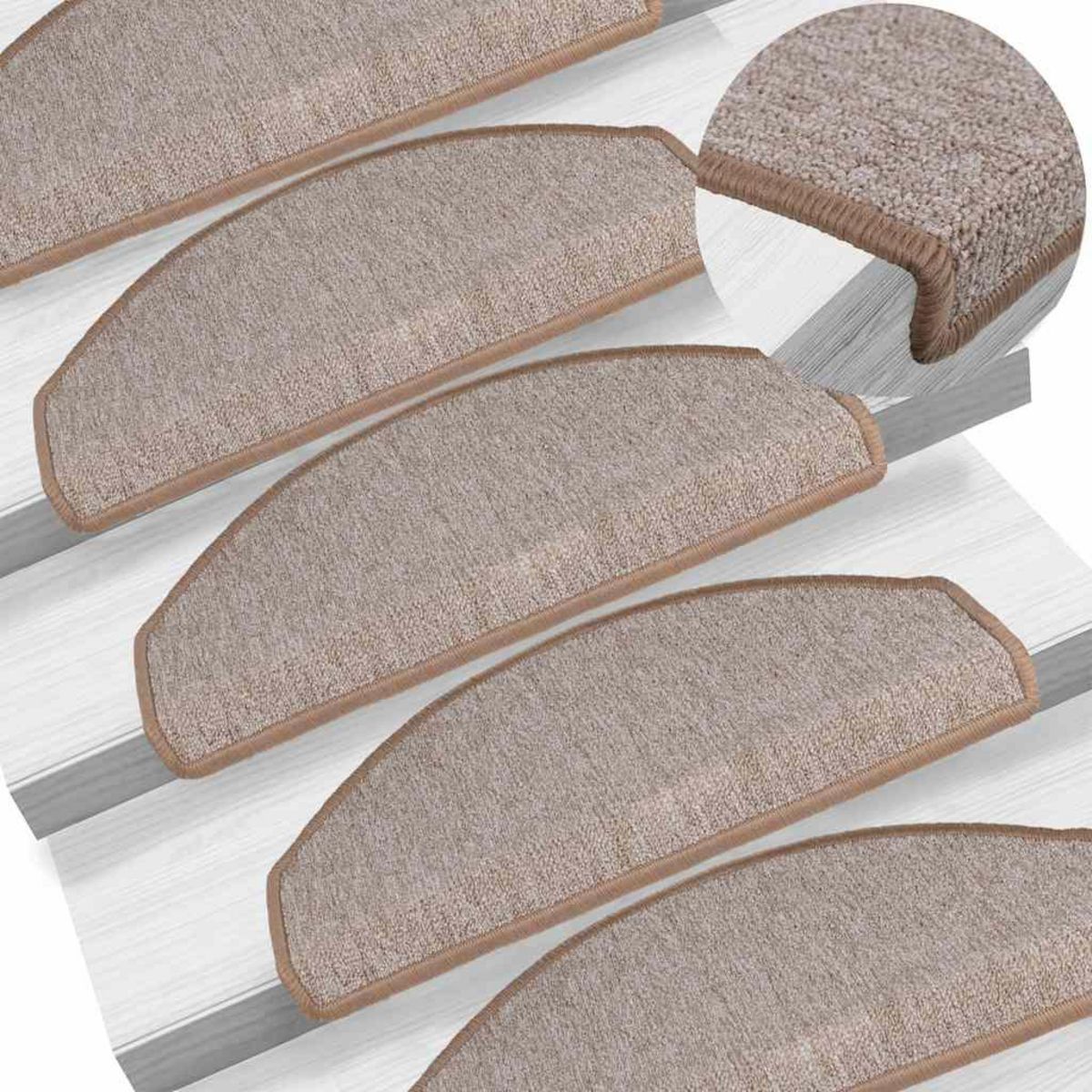 VIDAXL Tapis d'escalier 30 pcs marron clair 65x24x4 cm