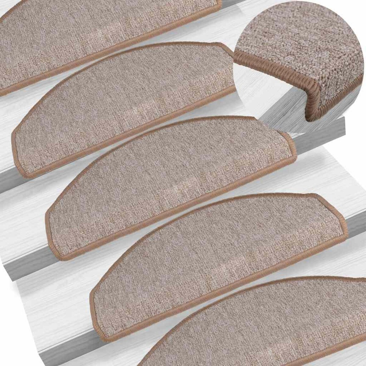 VIDAXL Tapis d'escalier 30 pcs marron clair 65x24x4 cm