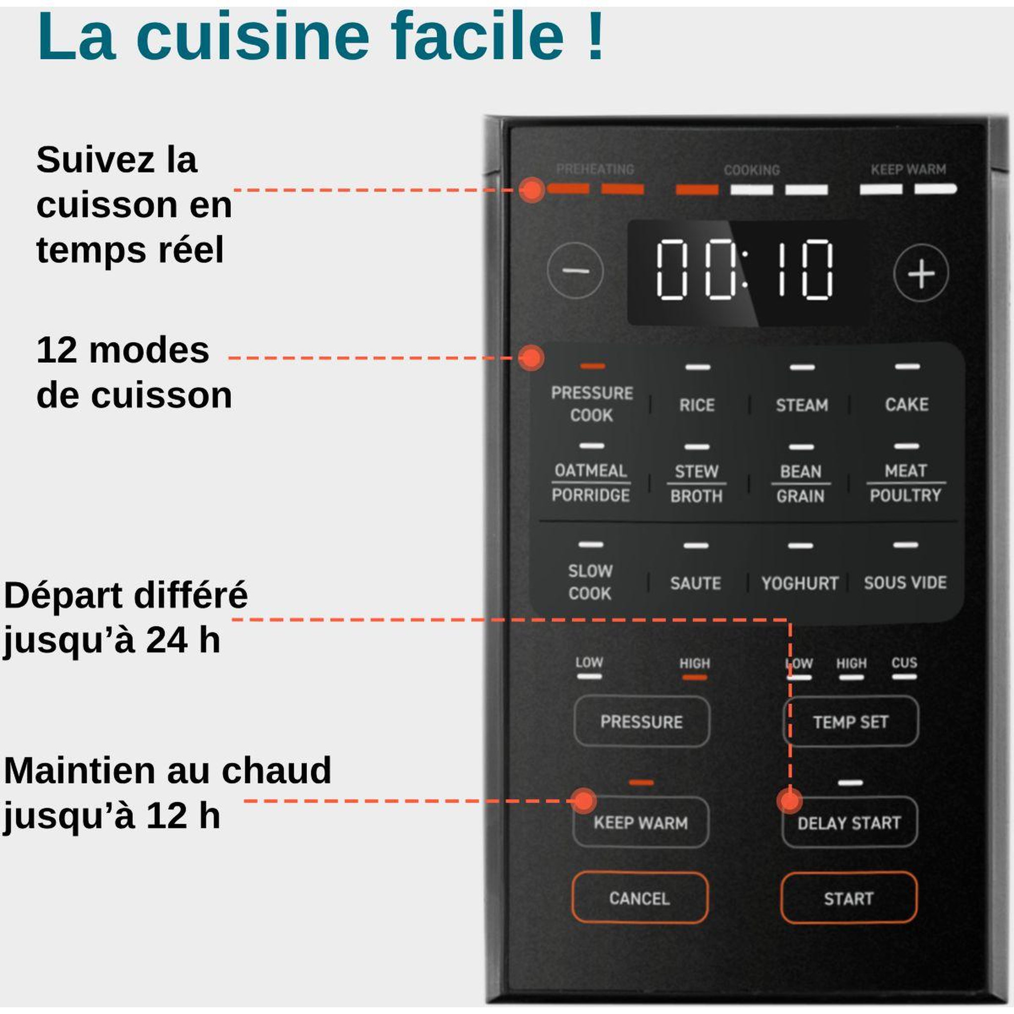 Voir la diapositive 4 : COSORI Multicuiseur 5.7litre pressure cookerkaappccsneu0007y