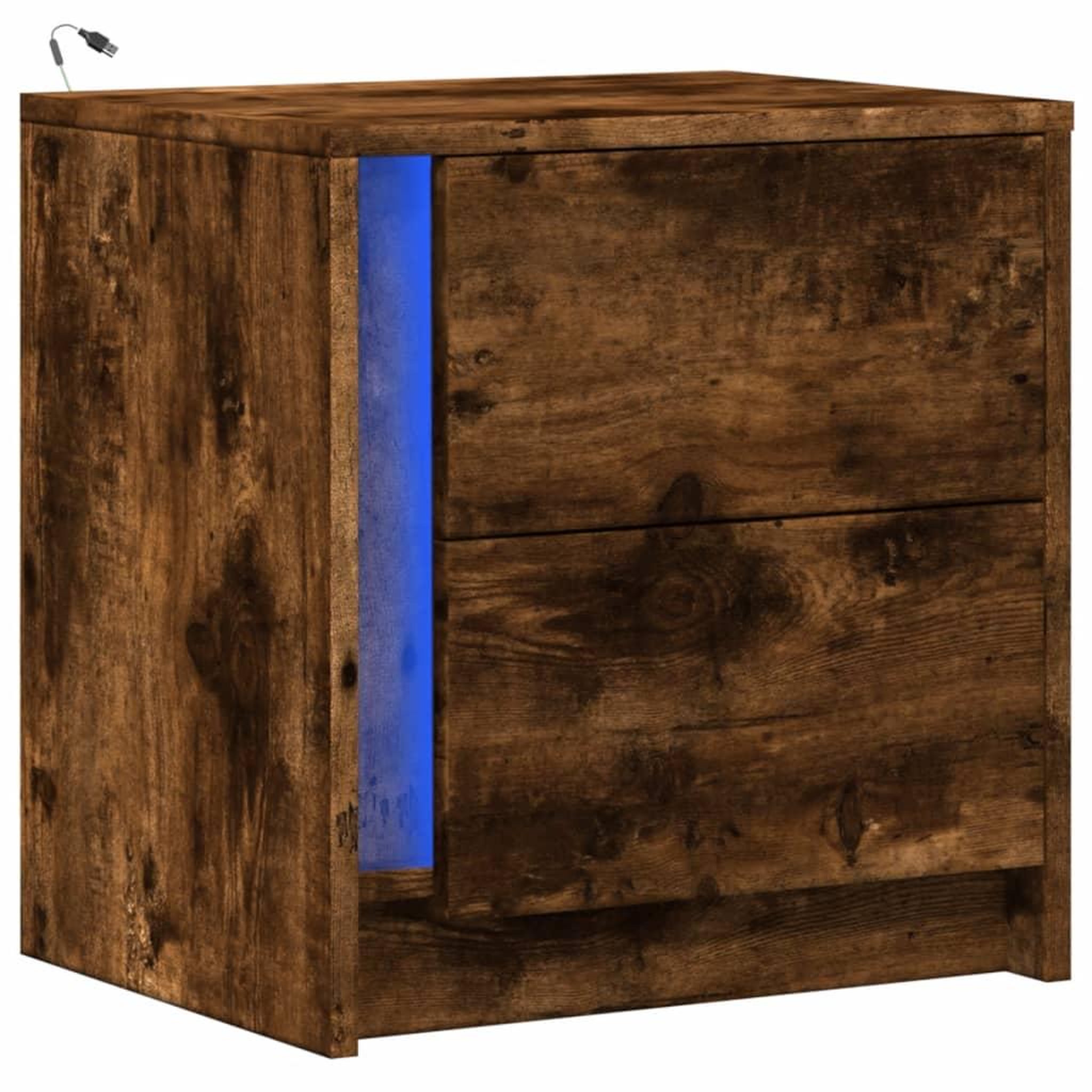 Voir la diapositive 3 : VIDAXL Armoire de chevet et lumieres LED chene fume bois d'ingenierie
