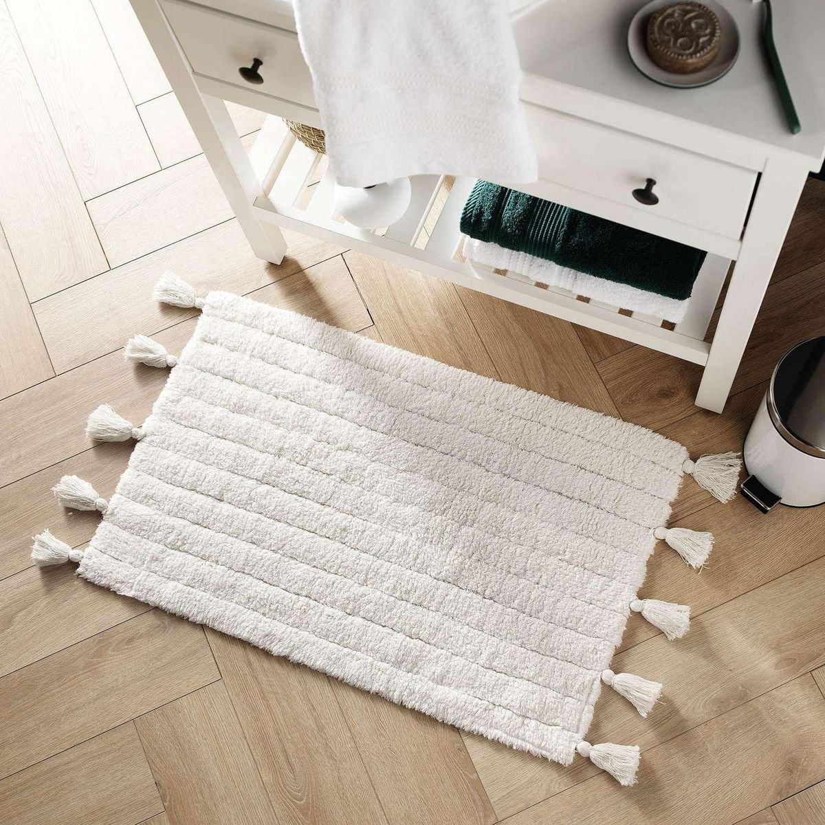 Douceur d'Intérieur Tapis de bain Manteca en coton tufté - 50 x 80 cm - Blanc