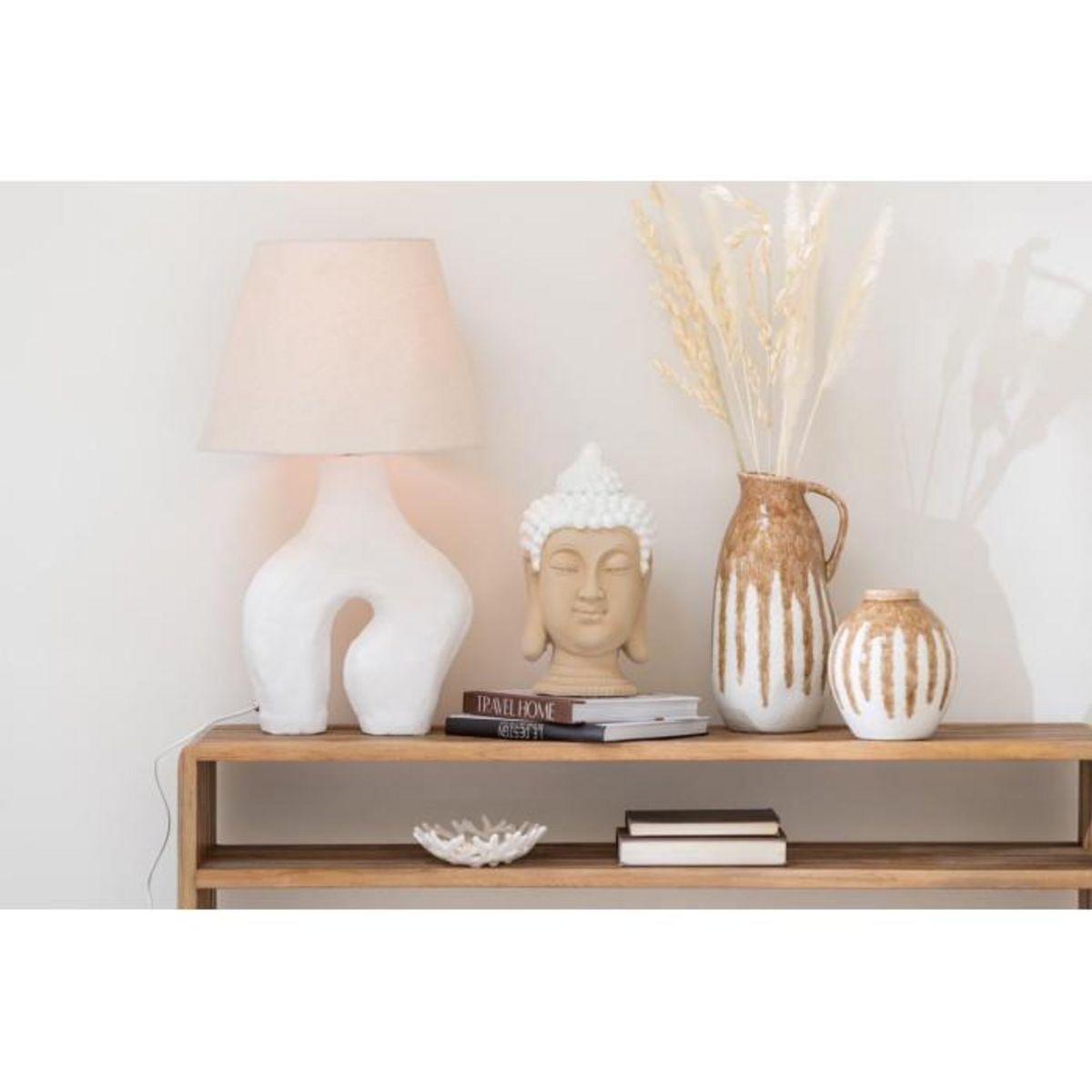 Paris Prix Lampe à Poser Design  Bali Bliss  70cm Blanc