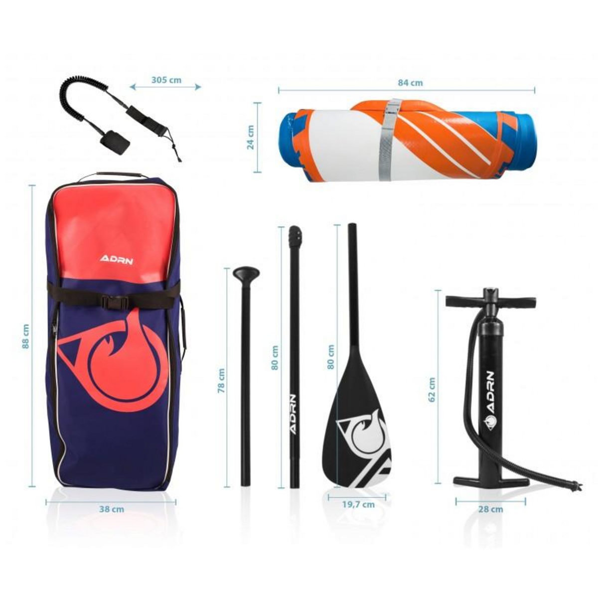 ADRENALIN Paddle Gonflable LINER 10'6 30'' 6''(320x76x15cm) avec Pompe, Pagaie, Leash et Sac de transport
