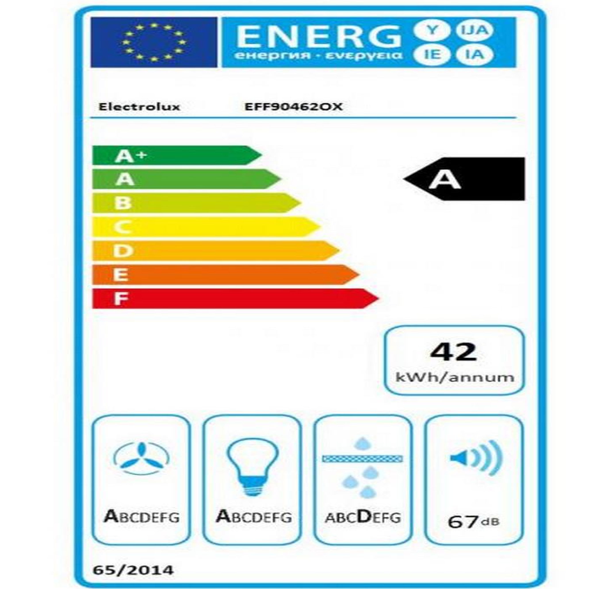 Voir la diapositive 2 : ELECTROLUX Hotte décorative murale 95cm 47db 603m³/h inox - EFF90462OX
