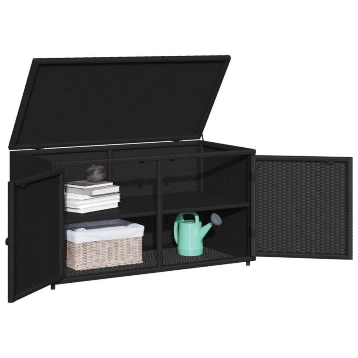 VIDAXL Armoire de rangement jardin noir 110x55x60,5 cm résine tressée