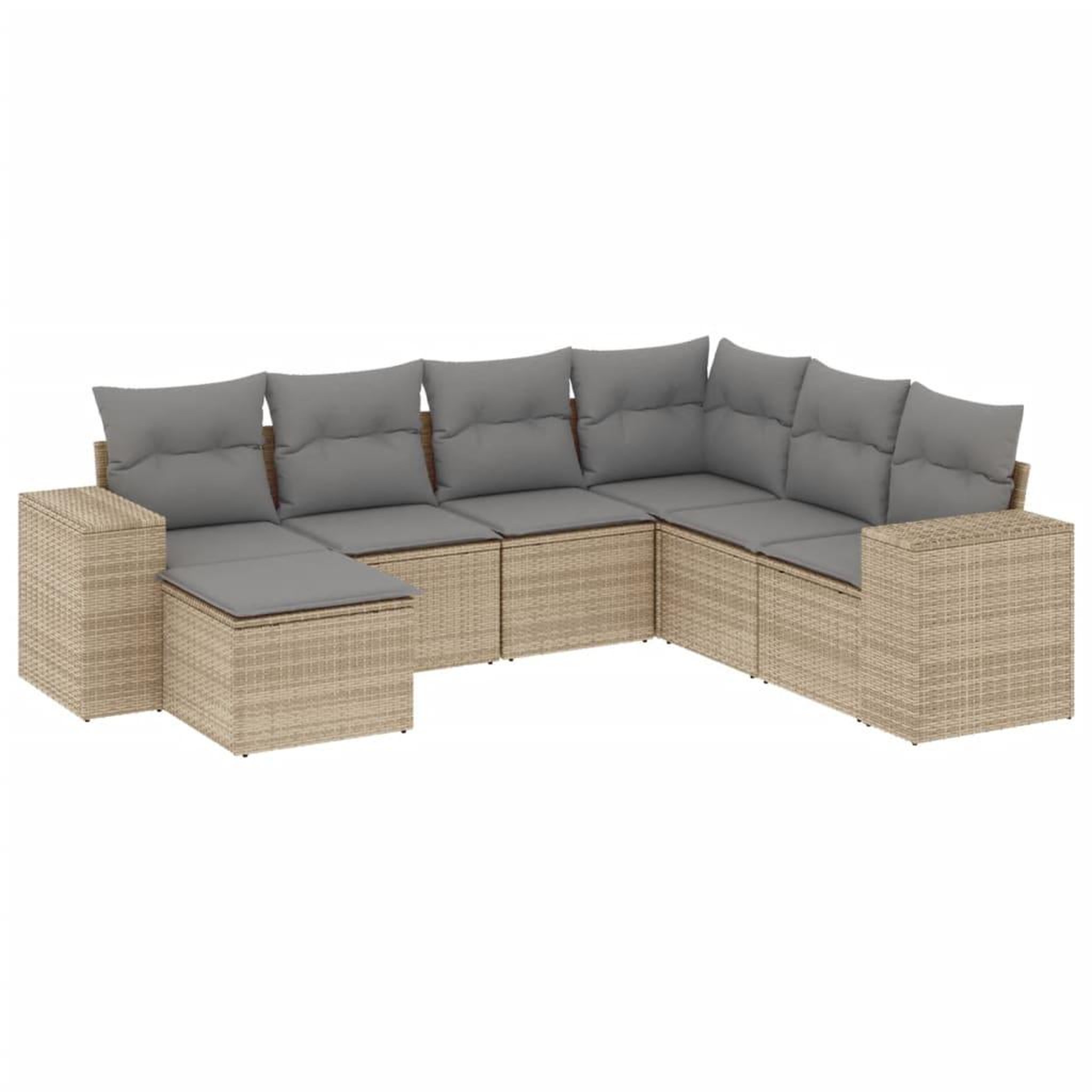 Voir la diapositive 2 : VIDAXL Salon de jardin avec coussins 7 pcs beige resine tressee