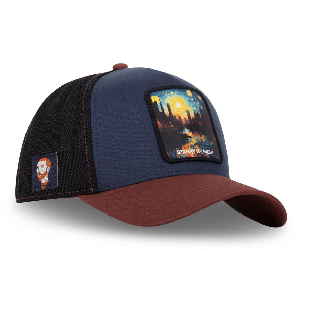CAPSLAB Casquette homme trucker effet bamboo finitions premium Starry Night
