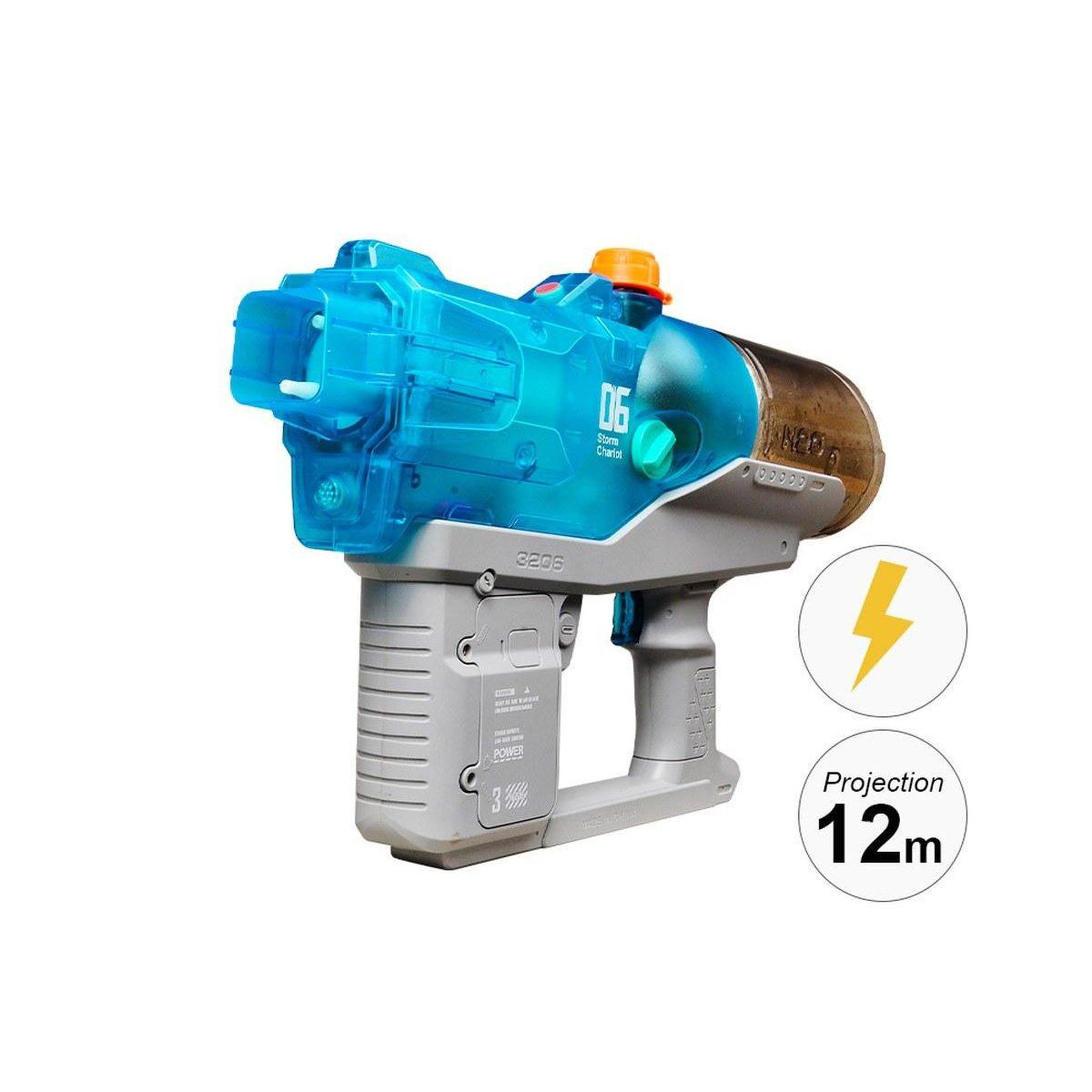 1001JOUETS Pistolet à eau électrique - Longue portée 12 m - Recharge automatique - Bleu