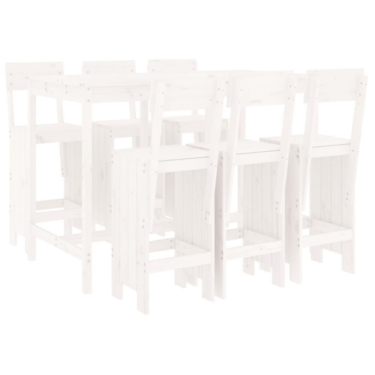VIDAXL Ensemble de bar de jardin 7 pcs blanc bois de pin massif