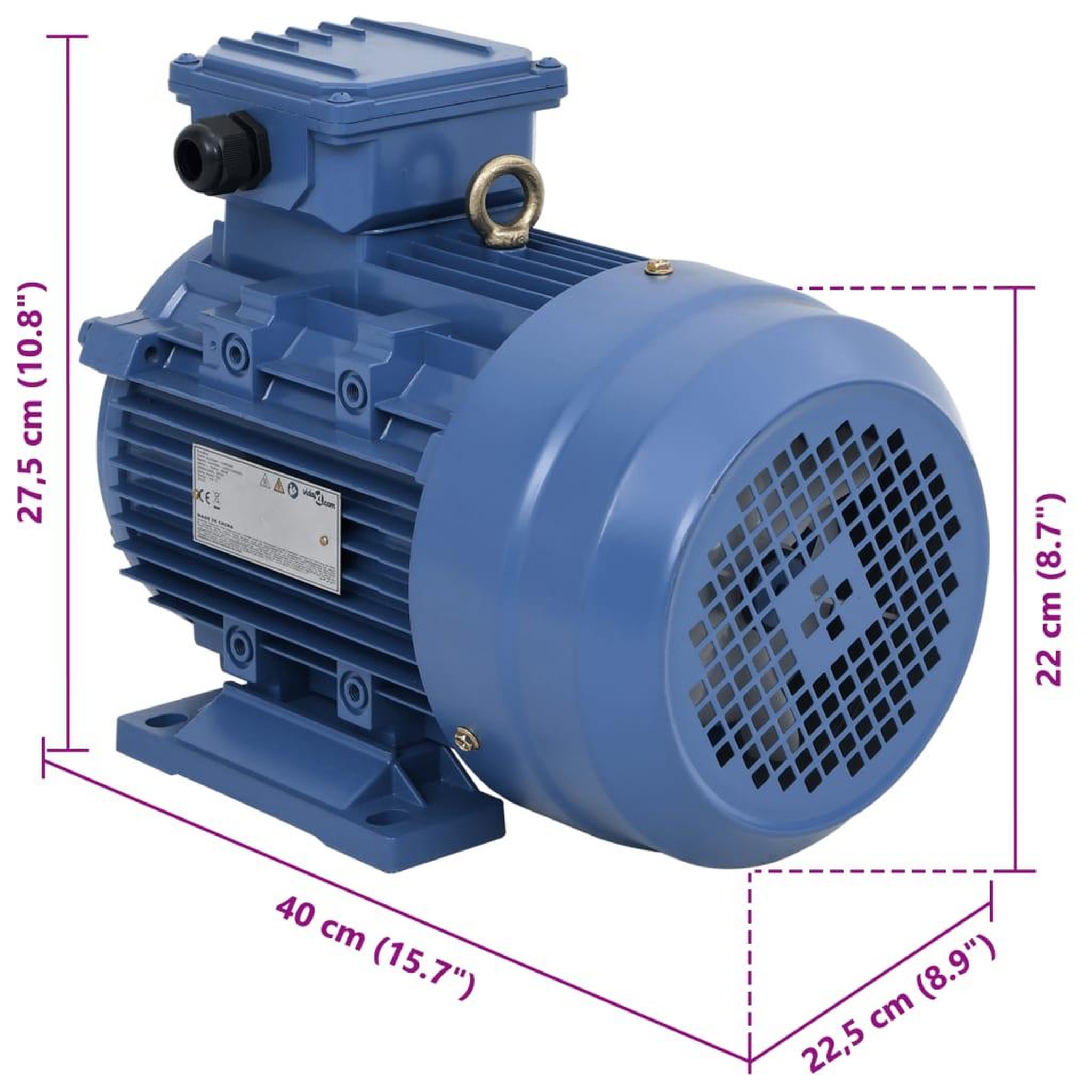 Voir la diapositive 6 : VIDAXL Moteur electrique triphase Aluminium 4kW/5,5 CH 2840 tr/min