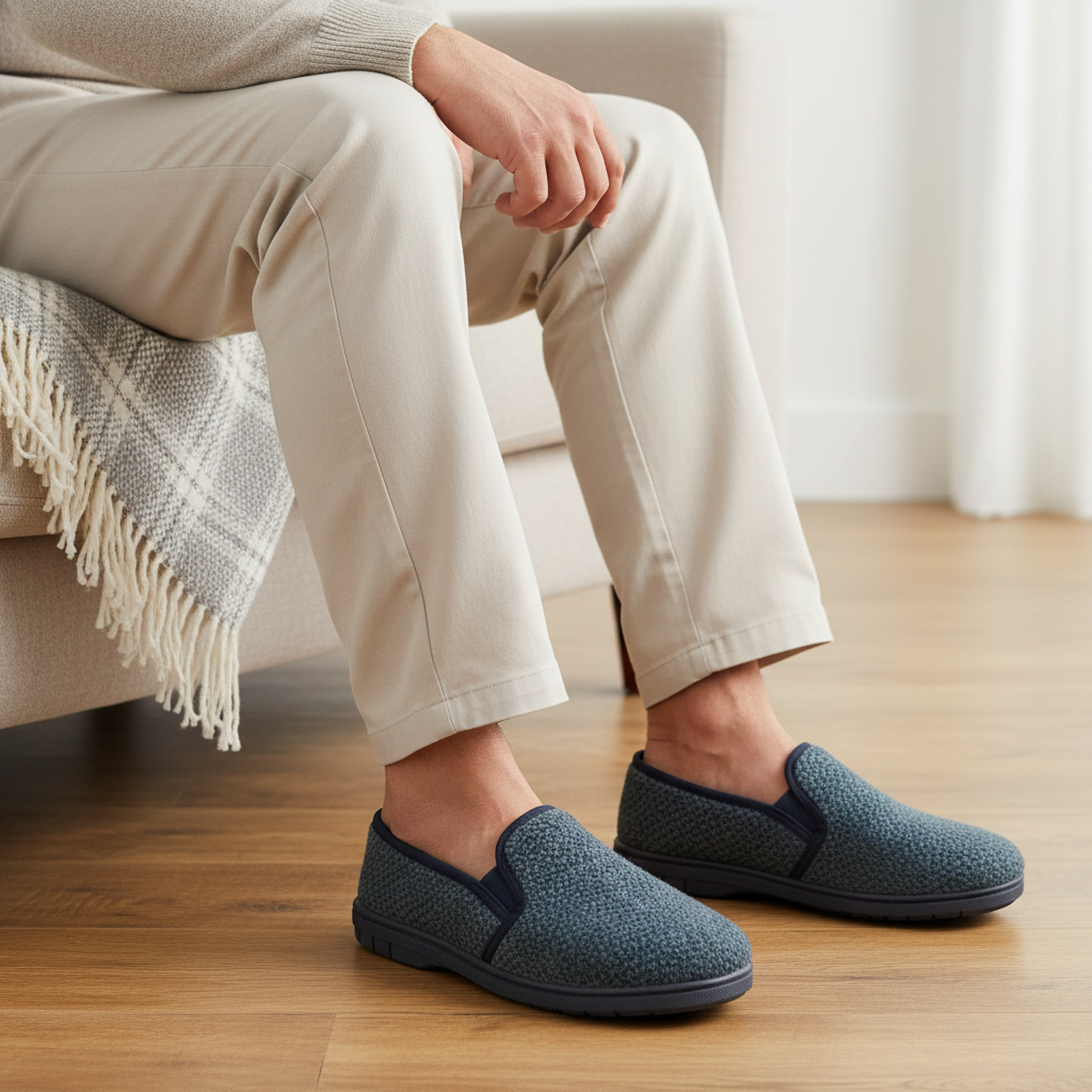 Voir la diapositive 2 : OZABI Ozabi pantoufles charentaises homme fabriquées en espagne, effet structuré