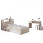 Voir la diapositive 3 : PARISOT PARISOT Chambre enfant complete Tete de lit + lit + bureau - Style contemporain - Décor acacia clair et blanc - CHARLEMAGNE