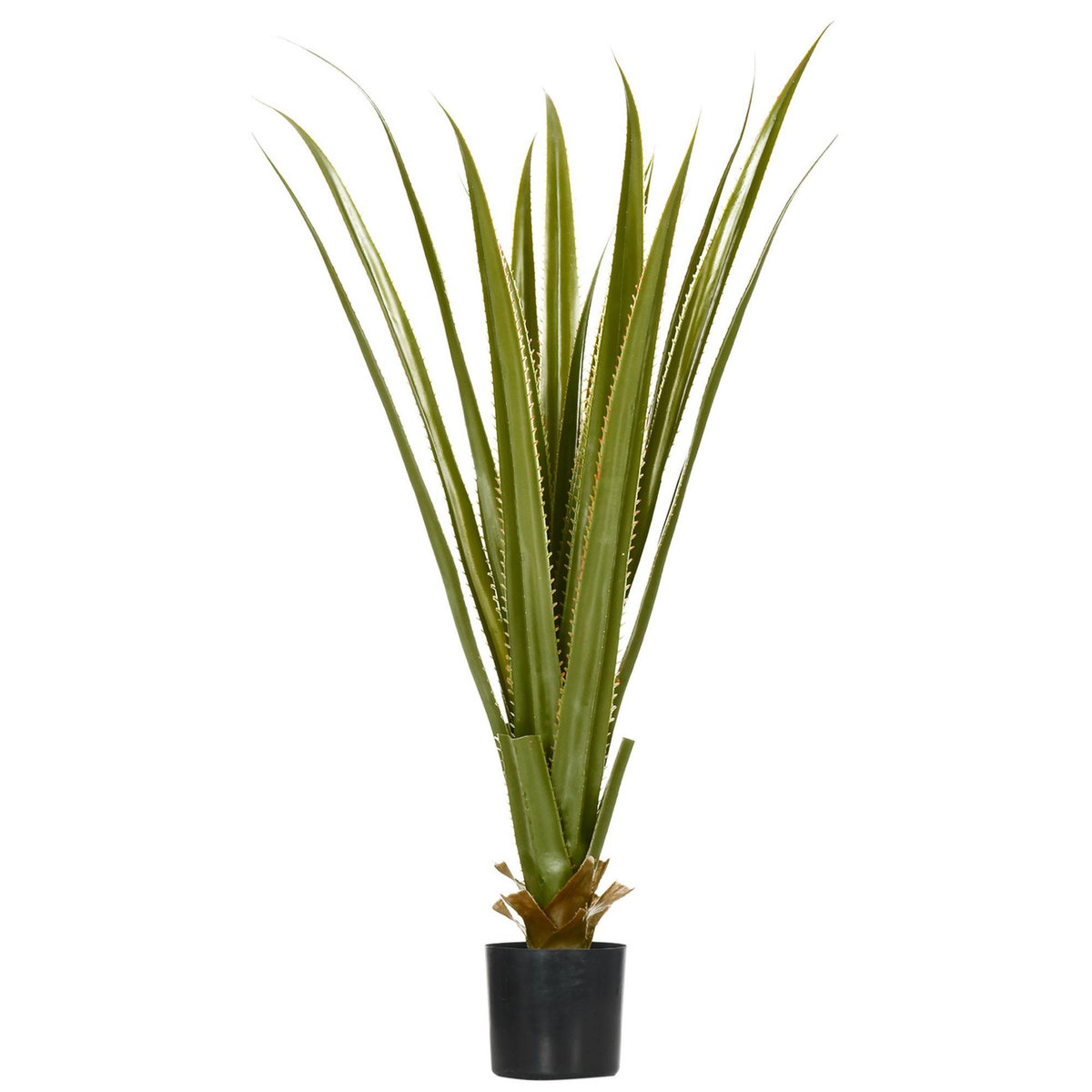 OUTSUNNY Plante artificielle agave H.90 cm 16 feuilles tronc grand réalisme pot inclus