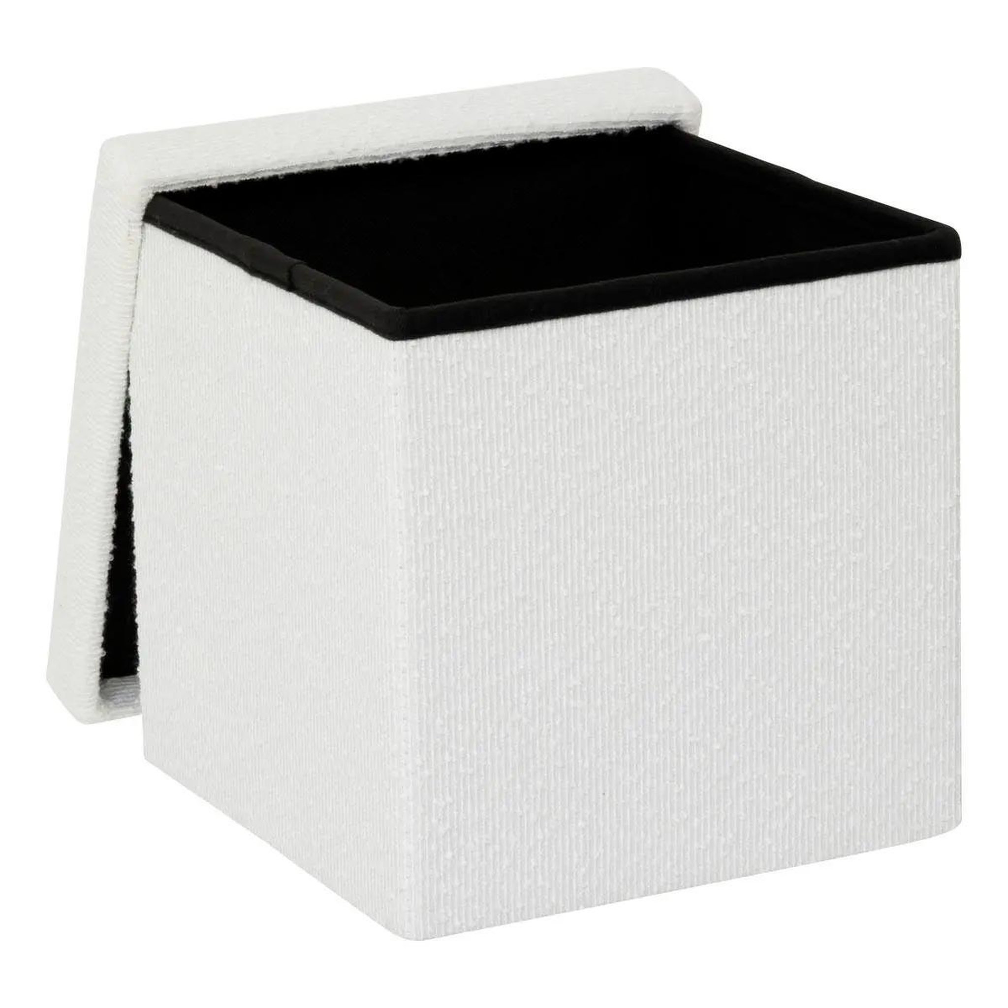 Voir la diapositive 2 : FIVE Pouf coffre pliable bouclette  mix n'modul  31cm blanc