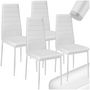 Voir la diapositive 1 : tectake Ensemble de chaises de salle à manger rembourrées avec revêtement aspect cuir blanc Lot de 4
