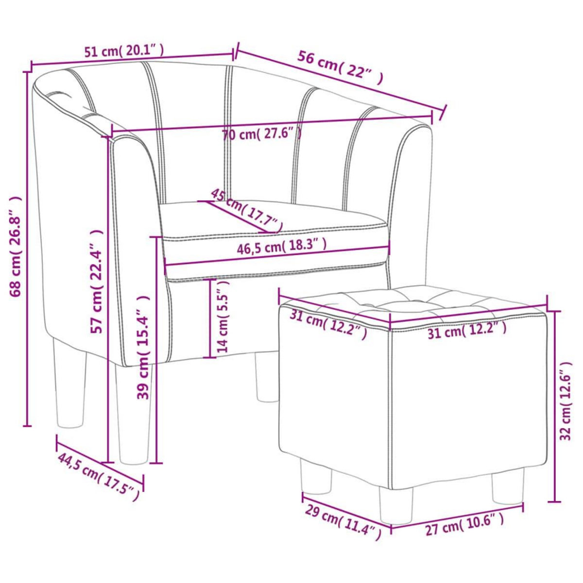 VIDAXL Fauteuil avec repose-pied marron similicuir