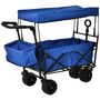 Voir la diapositive 3 : OUTSUNNY Chariot pliant avec toit, poignée, panier - chariot de plage - chariot de transport pliable tout-terrain métal noir oxford bleu