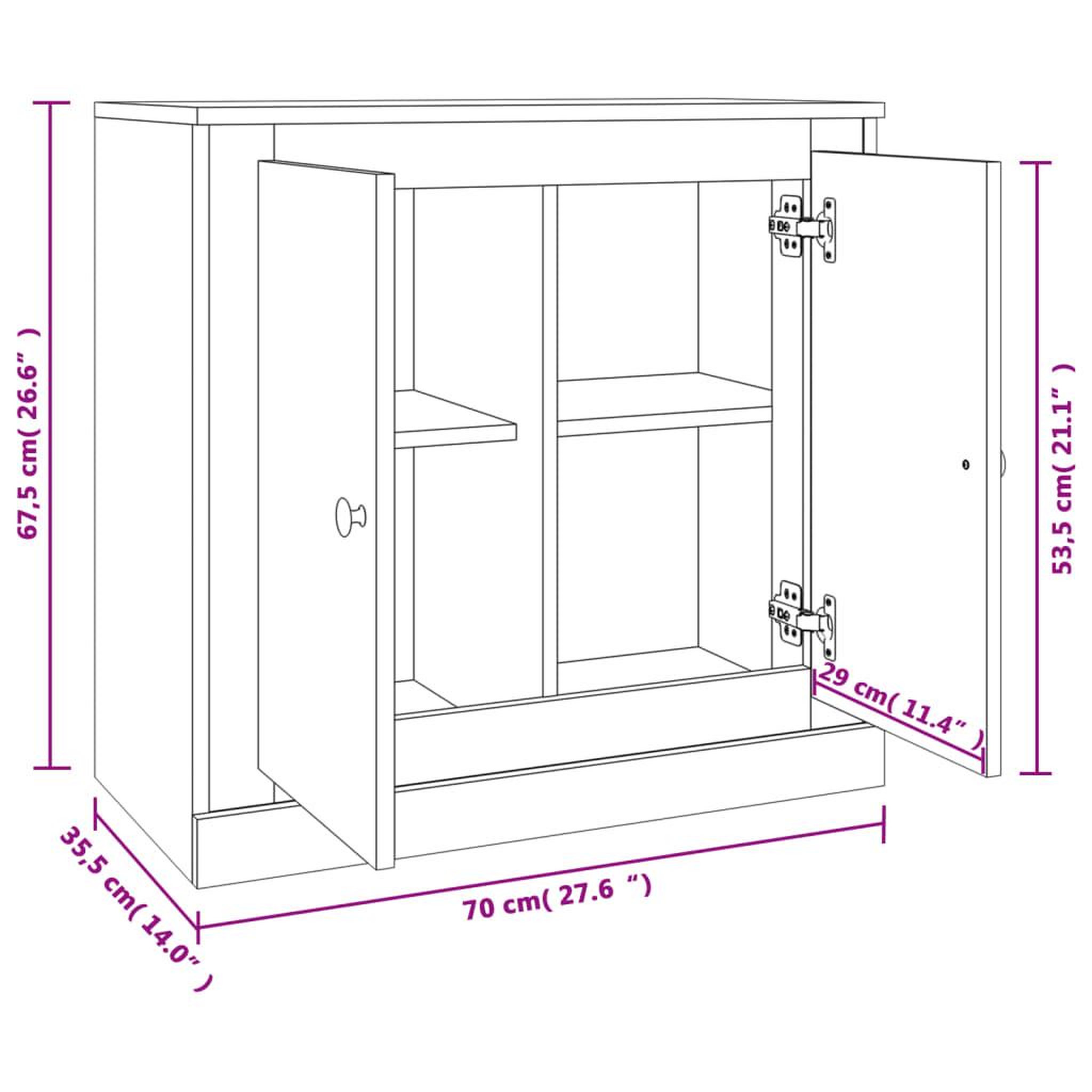 Voir la diapositive 6 : VIDAXL Buffet gris beton 70x35,5x67,5 cm bois d'ingenierie