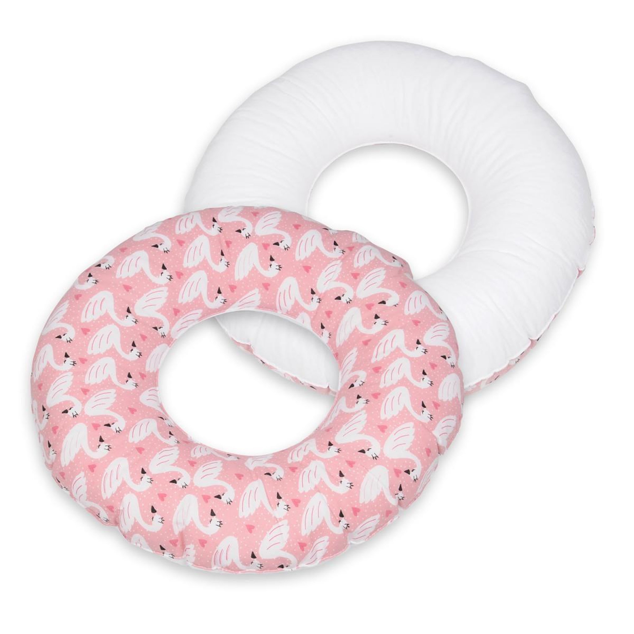 VELINDA Coussin rond post natal cygnes - blanc