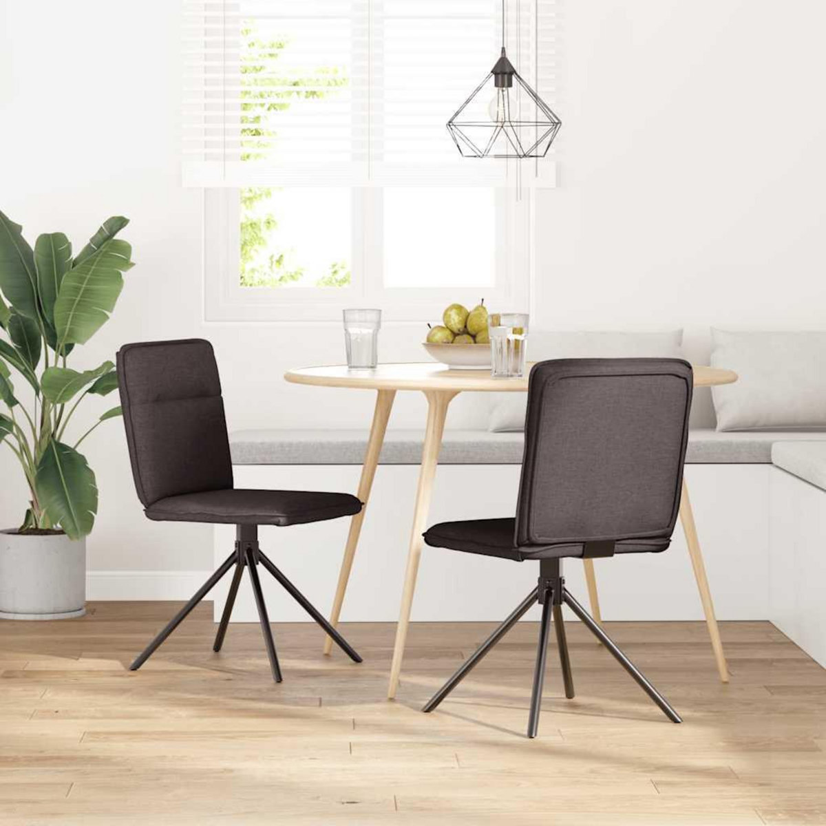 VIDAXL Chaises a manger lot de 2 marron fonce tissu