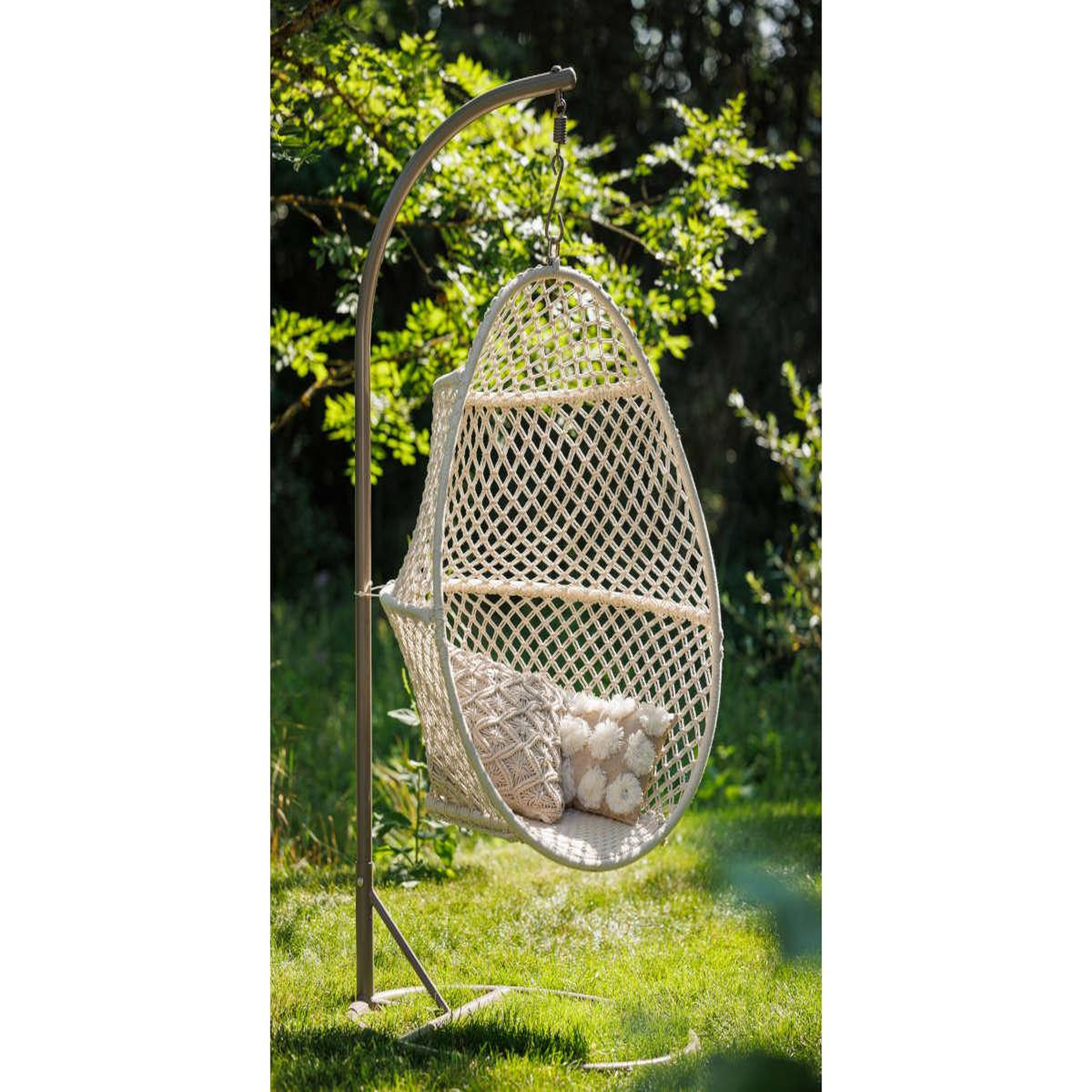 Voir la diapositive 3 : Jardiline Fauteuil œuf suspendu en macramé coton - jardiline