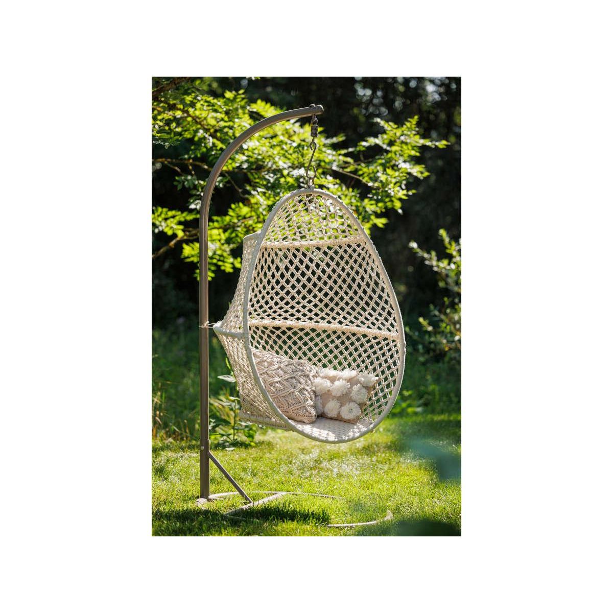Jardiline Fauteuil œuf suspendu en macramé coton - Jardiline