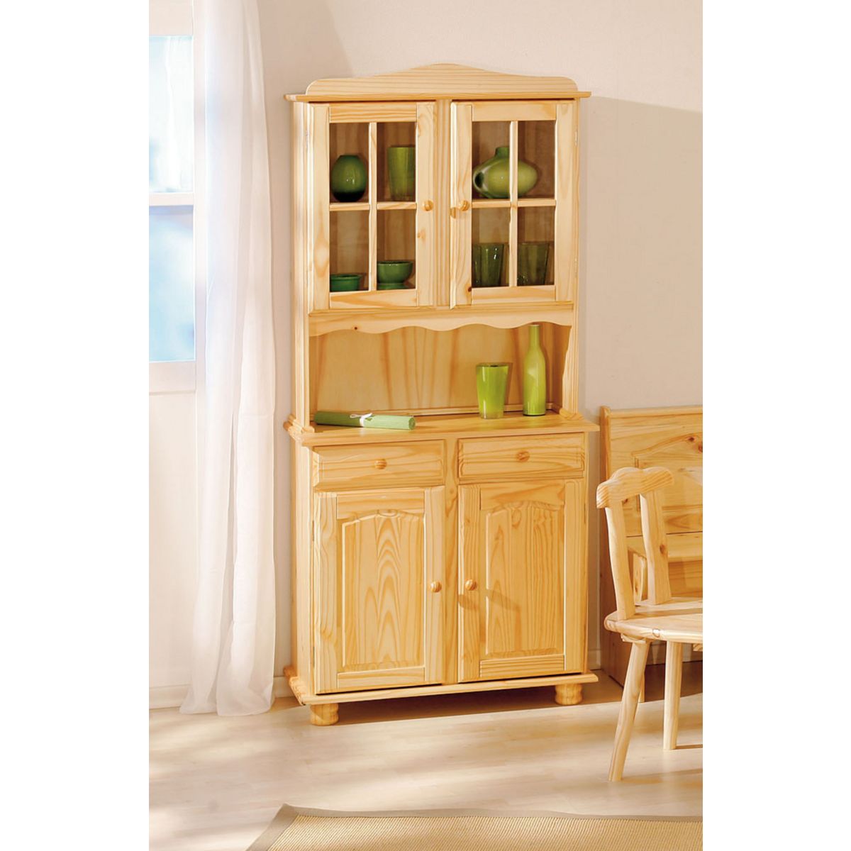 Vaisselier en pin massif vernis naturel - ALICANTE