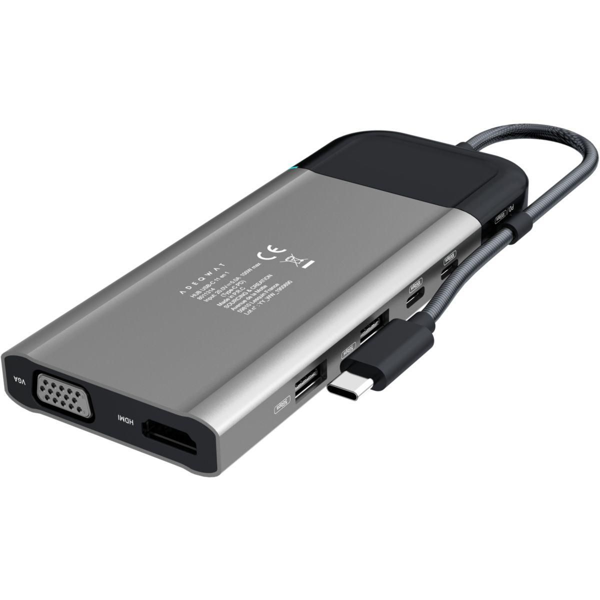 ADEQWAT Hub USB C USB-C / multiports 11 en 1