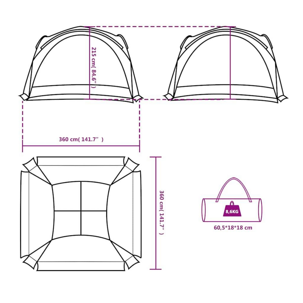 VIDAXL Tente de reception vert impermeable