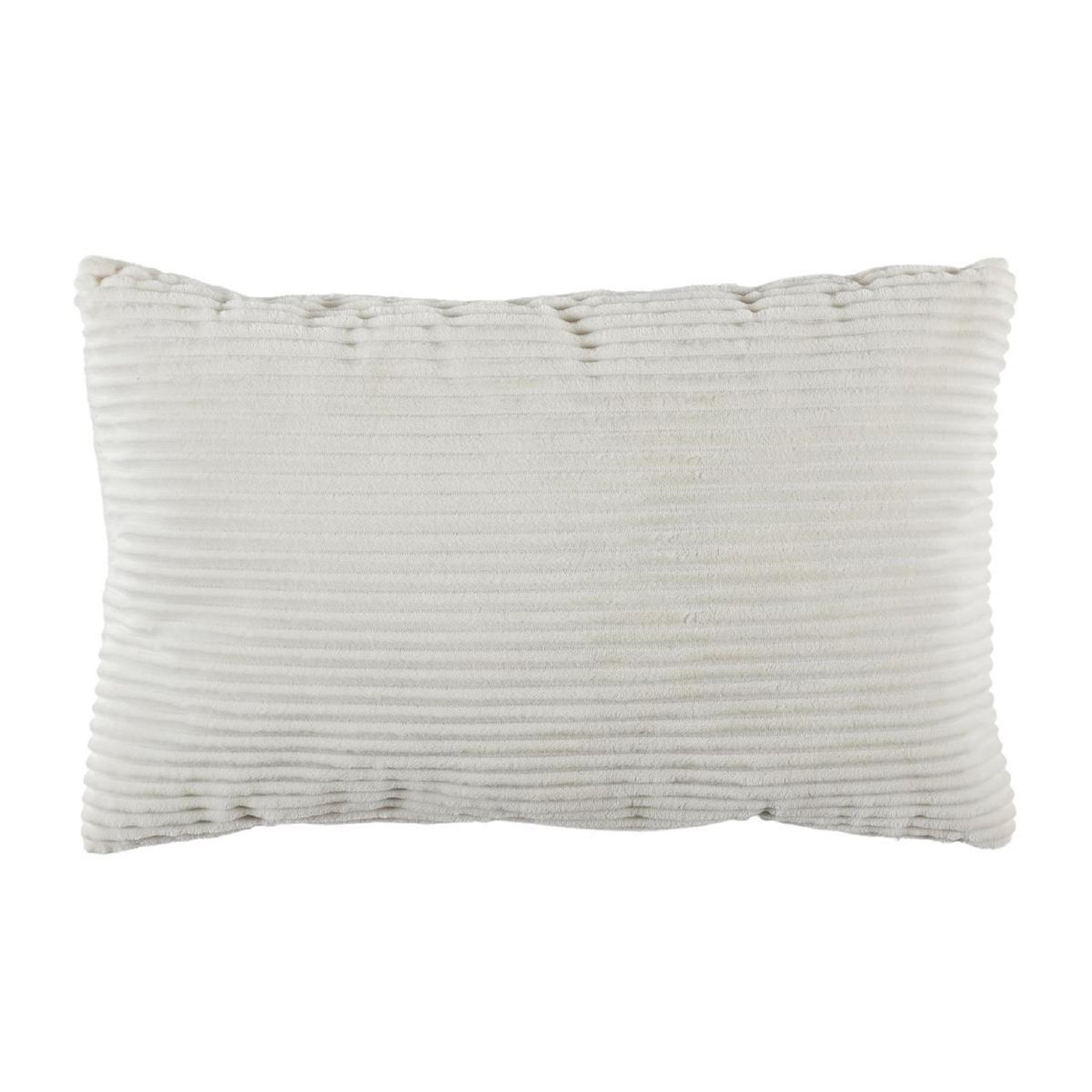 The Home Deco Factory Coussin déco flanelle  grosse côtes  30x50cm blanc