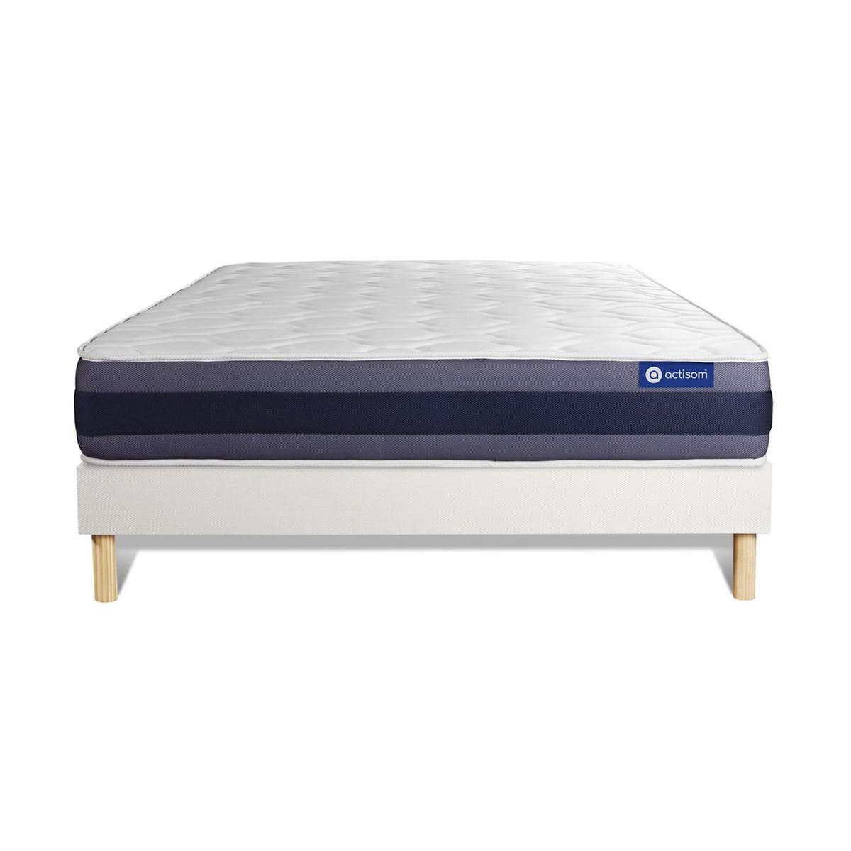 ACTISOM Ensemble matelas Latex+Mémoire de forme ACTILATEX MORPHO 160x200 Maxi épaisseur 5zones de confort + sommier KIT blanc
