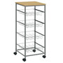 Voir la diapositive 1 : HOMCOM HOMCOM Chariot de service desserte à roulettes multi-rangements 4 tiroirs acier MDF chêne clair