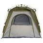 OUTSUNNY Tente de camping familiale 4 personnes montage instantanée pop-up 4 fenêtres pare-soleil dim. 2,4L x 2,4l x 1,95H m fibre verre polyester vert gris