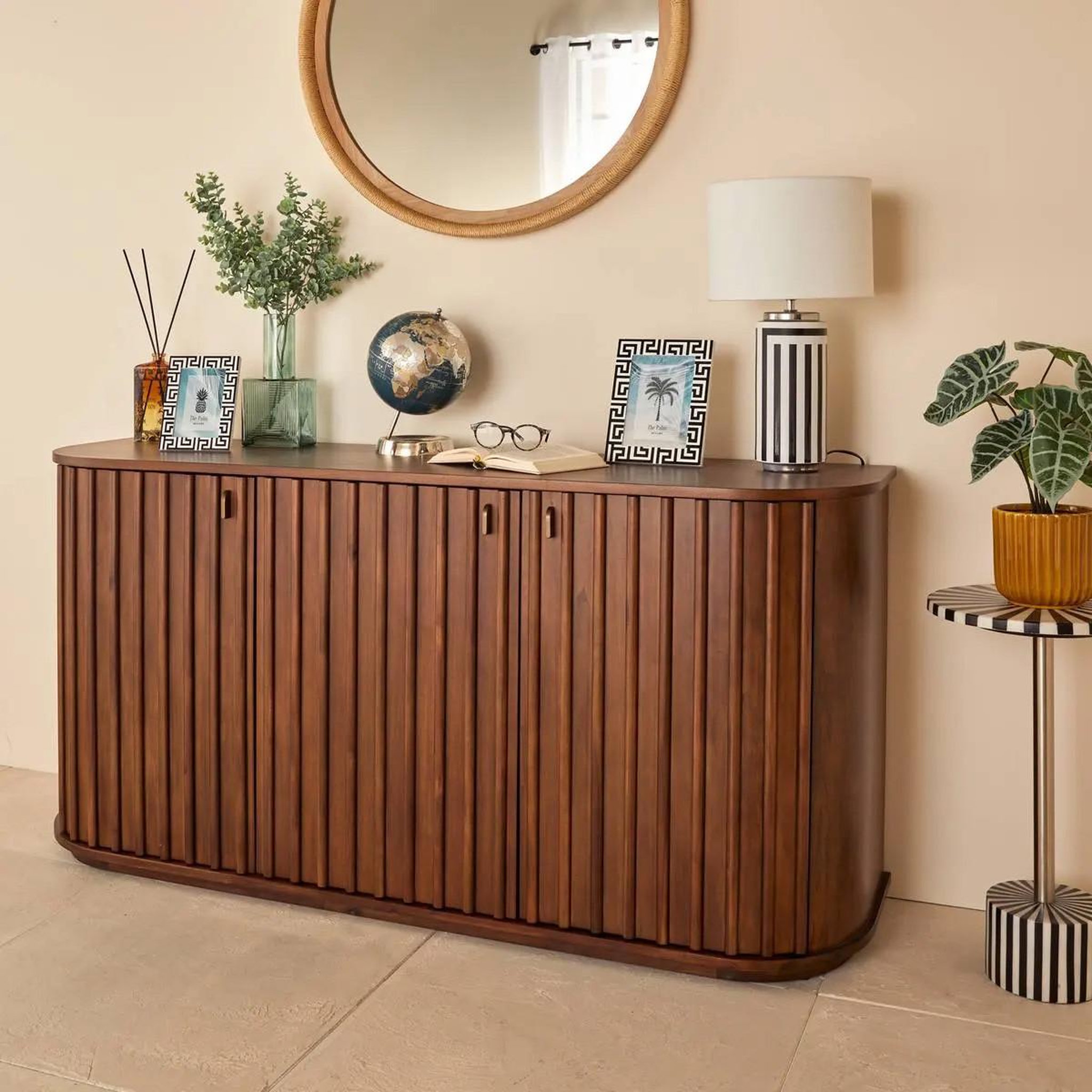 Voir la diapositive 5 : ATMOSPHERA Buffet 3 portes en bois  rikaya  160cm marron