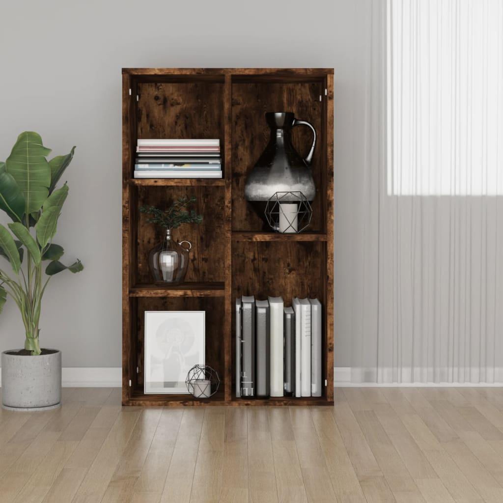 Voir la diapositive 1 : VIDAXL Bibliotheque/Buffet chene fume 50x25x80 cm bois d'ingenierie