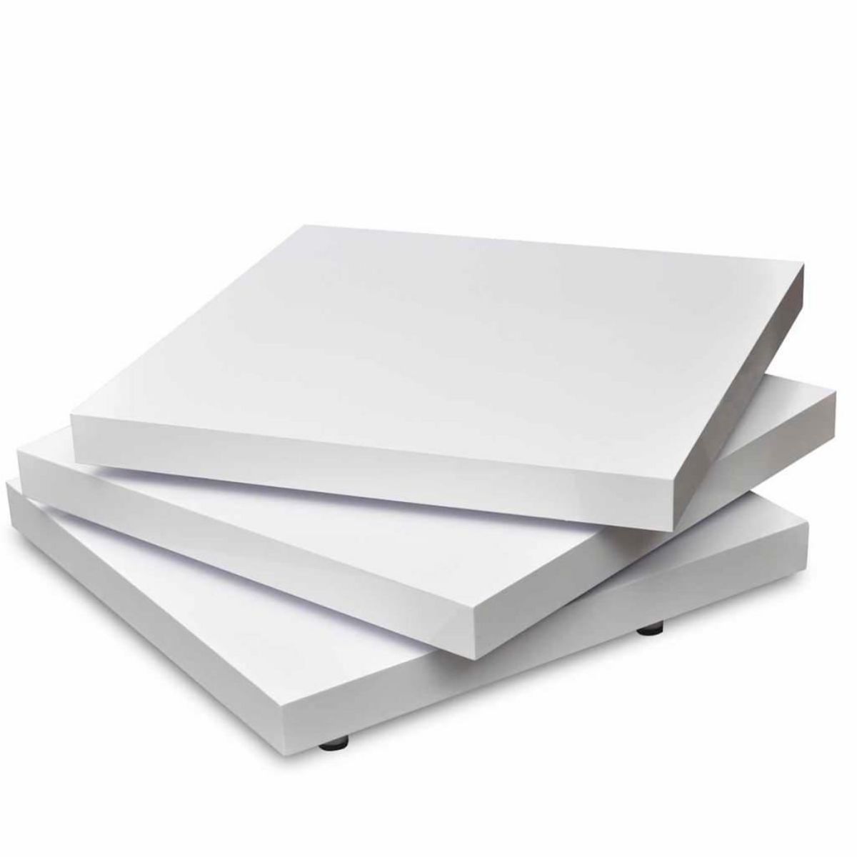 VIDAXL Table basse 3 etageres blanc brillant