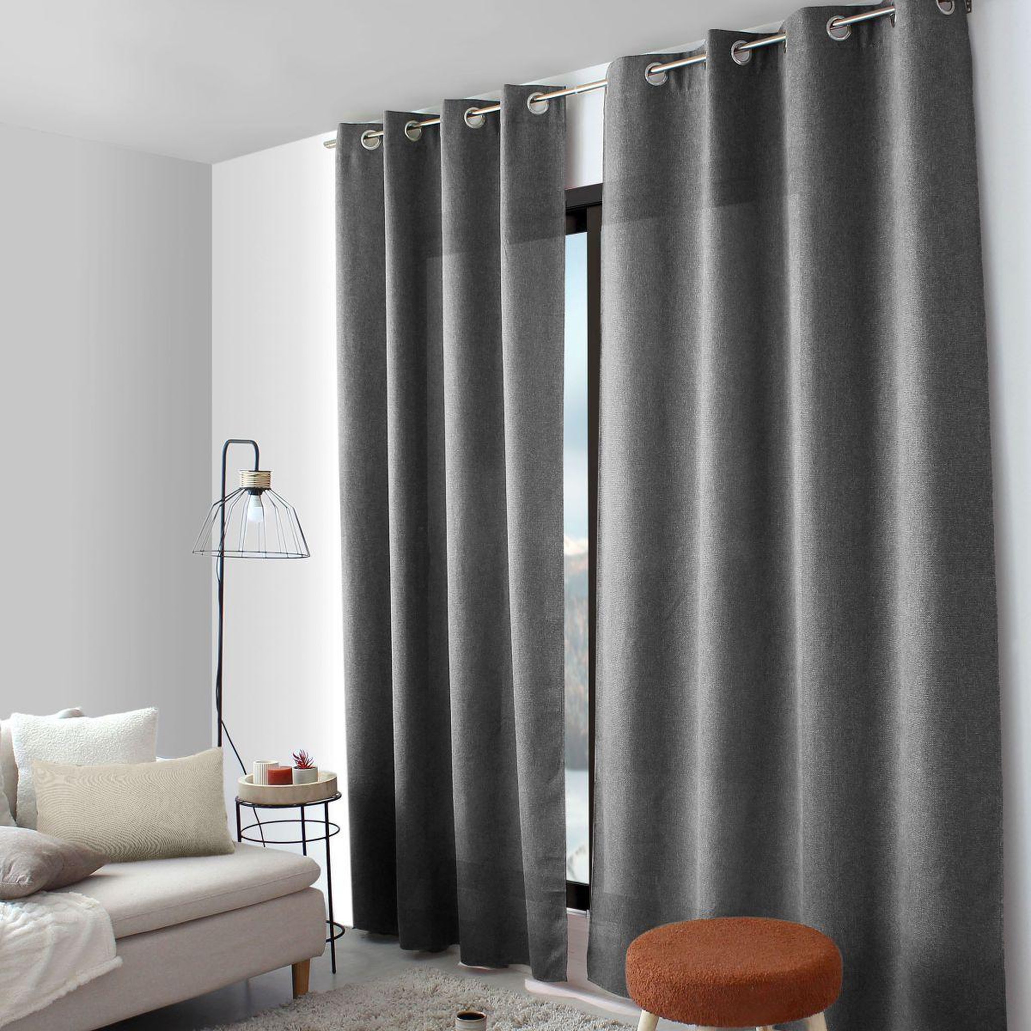 ENJOY HOME Rideau à œillets en velours  lagarta  140x240cm gris foncé