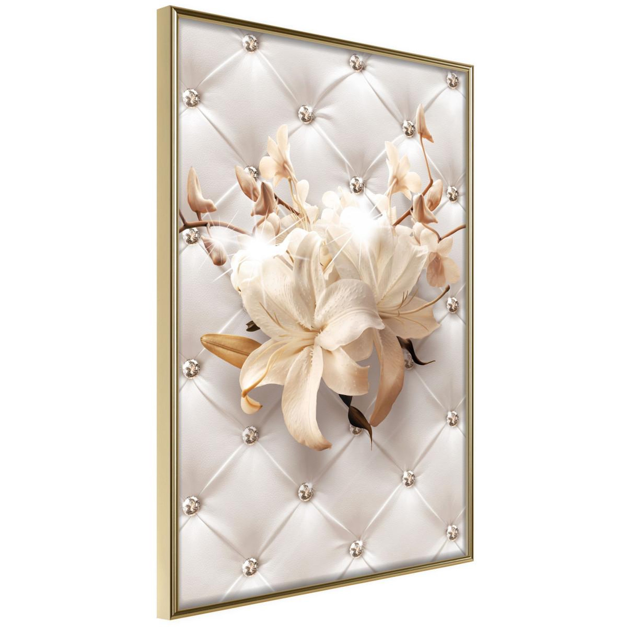 Voir la diapositive 1 : Paris Prix Affiche Murale Encadrée  Lilies on Leather Upholstery