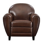 MAISON PAVANE Fauteuil marron en croute de cuir enduite-Club