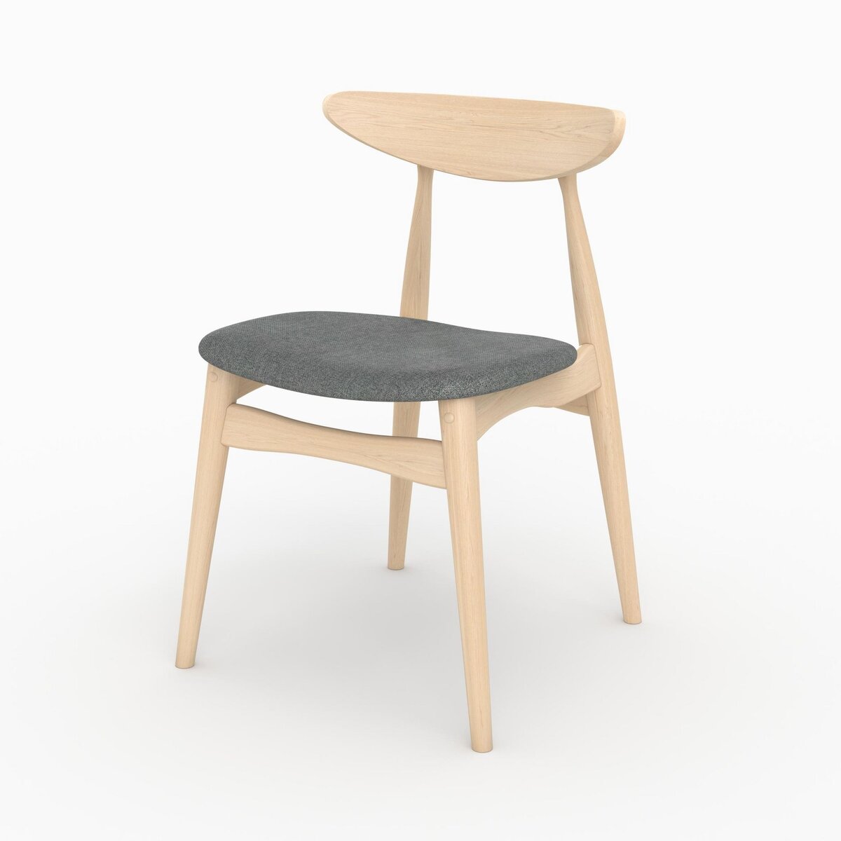 Rendez vous déco Lot de 2 chaises en tissu gris et bois d'hévéa - Josette