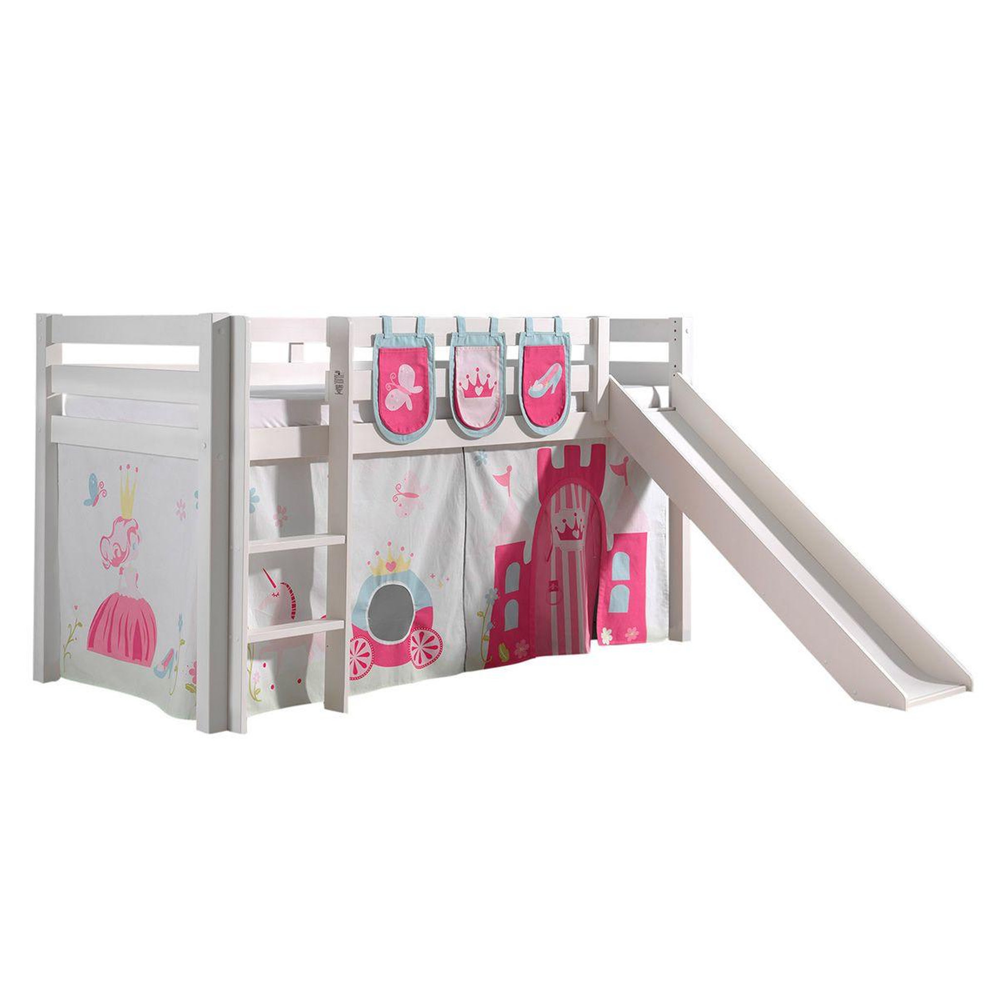 Paris Prix Pack - lit enfant toboggan, tente & 3 pochettes  pino princesse  blanc