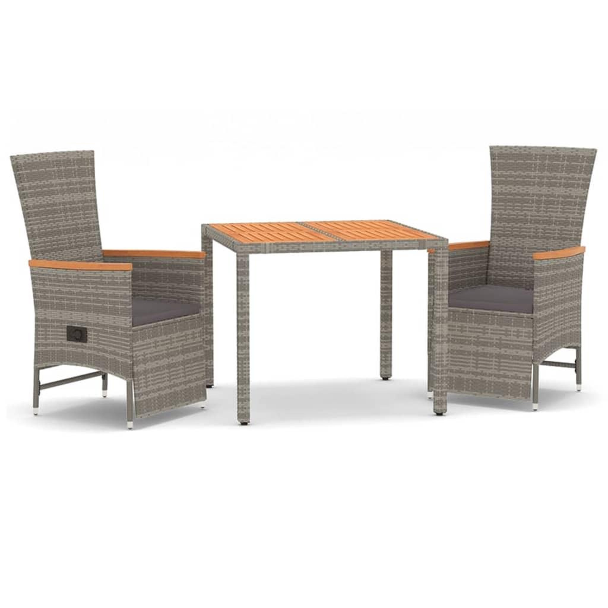Voir la diapositive 2 : VIDAXL Ensemble a manger de jardin 3 pcs coussins gris resine tressee