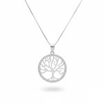 L'ATELIER D'AZUR Collier Argent 925/000 Rhodié - Arbre de Vie Pavé de Zirconiums
