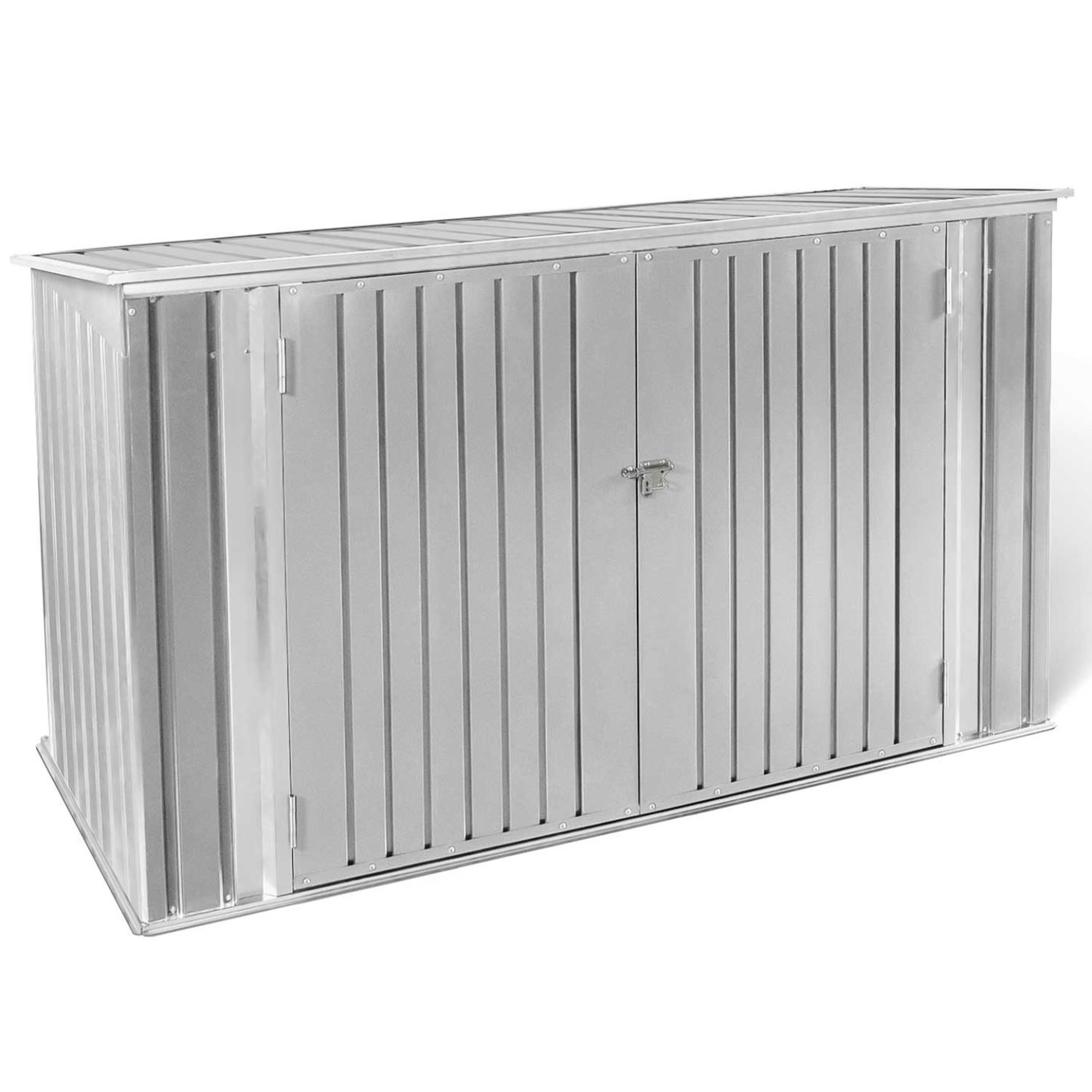 ID MARKET Abri de jardin en métal gris clair verrouillable multi-rangement stockage vélos, outils, poubelles