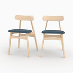 Rendez vous déco Lot de 2 chaises en tissu bleu et bois d'hévéa-Lisette
