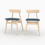 Voir la diapositive 1 : Rendez vous déco Lot de 2 chaises en tissu bleu et bois d'hévéa-Lisette