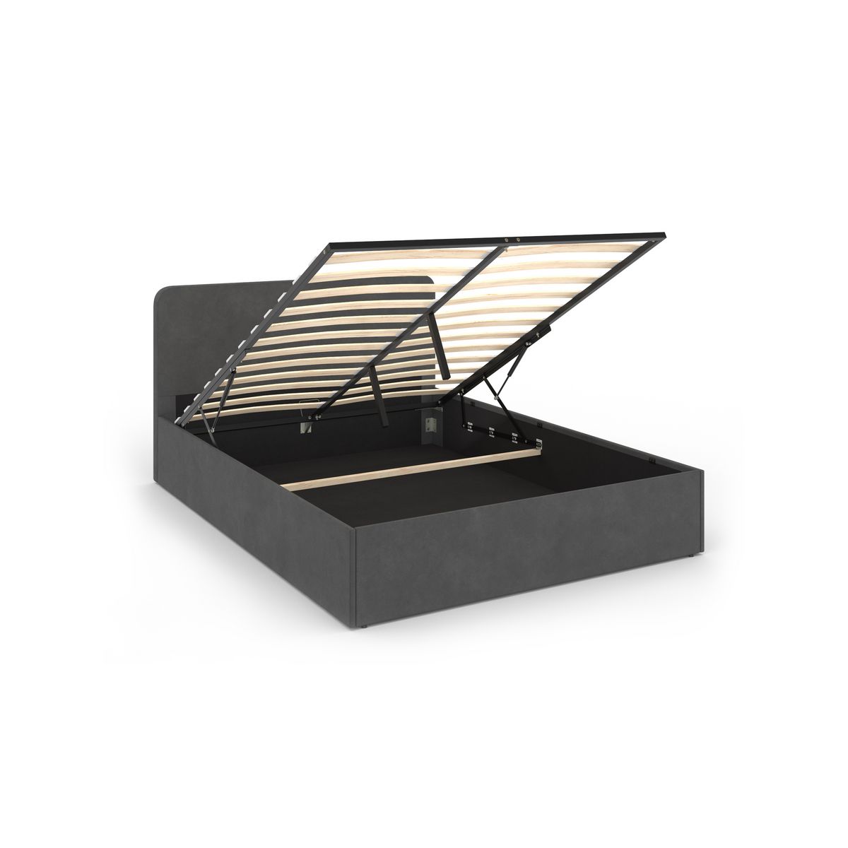 Lit coffre velours avec sommier relevable 140x190 cm AMBRE