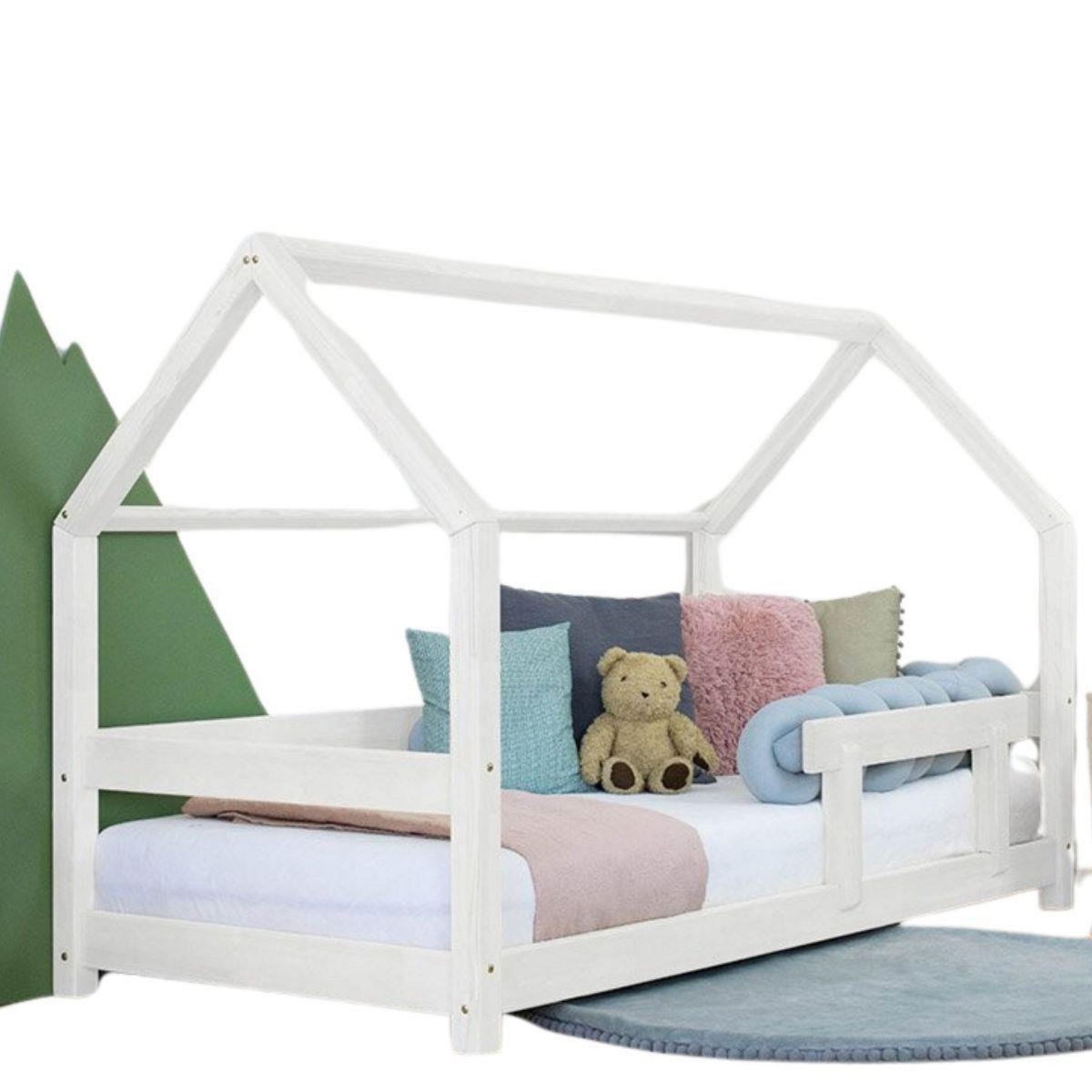 BENLEMI Lit cabane TERY Blanc 80x160cm