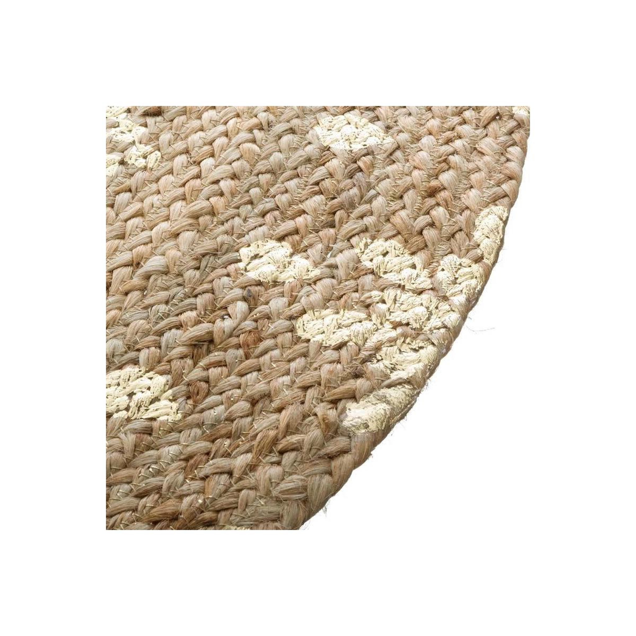 Voir la diapositive 5 : ATMOSPHERA Tapis en jute à motifs - d. 115 cm - beige et doré